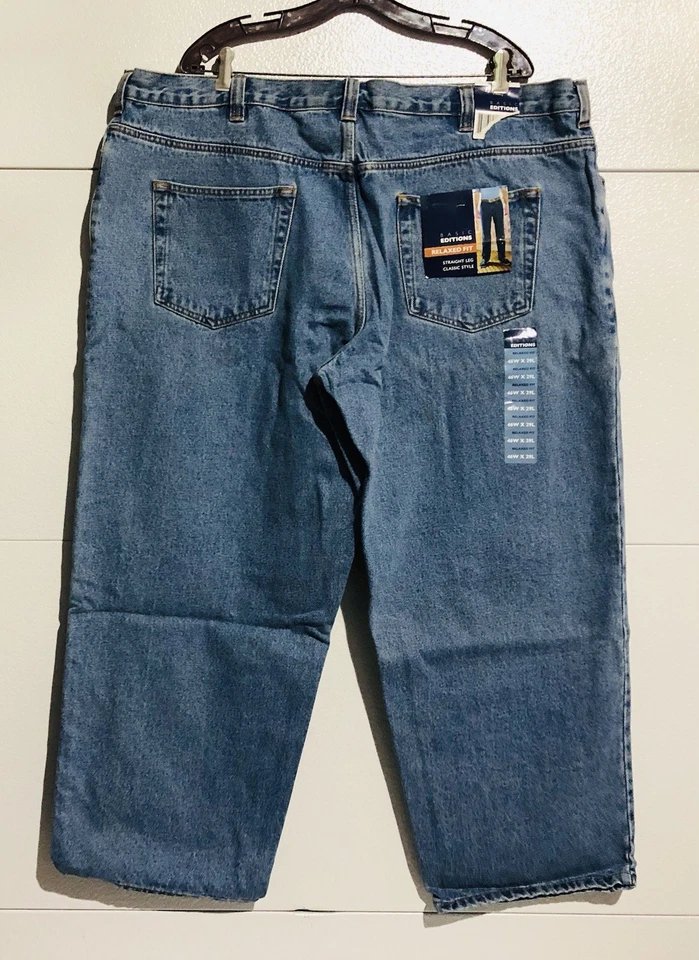 Basic Edition Men’s Size 46 W X 29 L  Relaxed Fit Straight Leg Jeans Light Wash - Image 3 of 4
