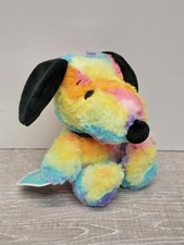 Vintage Snoopy Easter Pastel Rainbow Tye Dye Plush 6" w/ Tag NOS NWT New 90s