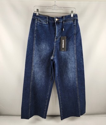 Express Jeans Womens 10 Blue High Rise Wide Leg Denim (30x26) NWT