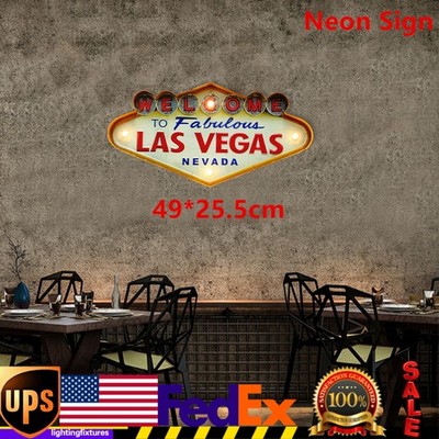 Retro Las Vegas Logo Neon Light Sign Wall Hanging Lamp Whiskey Bar Neon Light