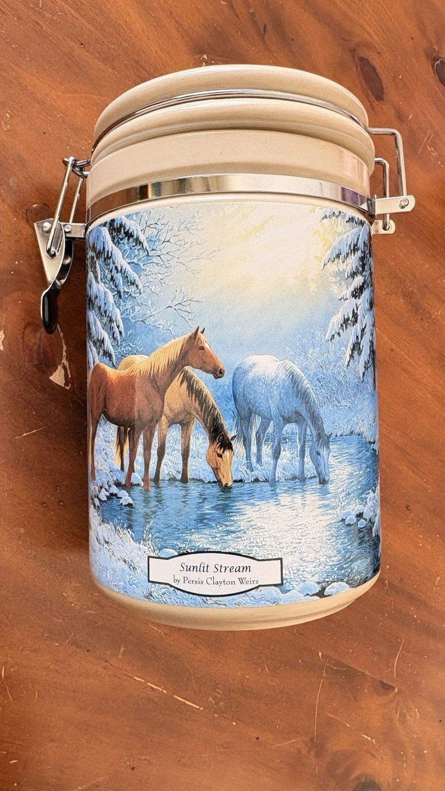 Wild Wings -Sunlit Stream -Persis Clayton Weirs Ceramic Storage Canister Horses