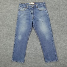 Levis 505 Jeans Mens 36x30 Blue Regular Fit Straight Leg Stretch