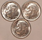 (3) 1963-D Roosevelt Dimes - About Uncirculated - #3298E - FREE SHIPPING