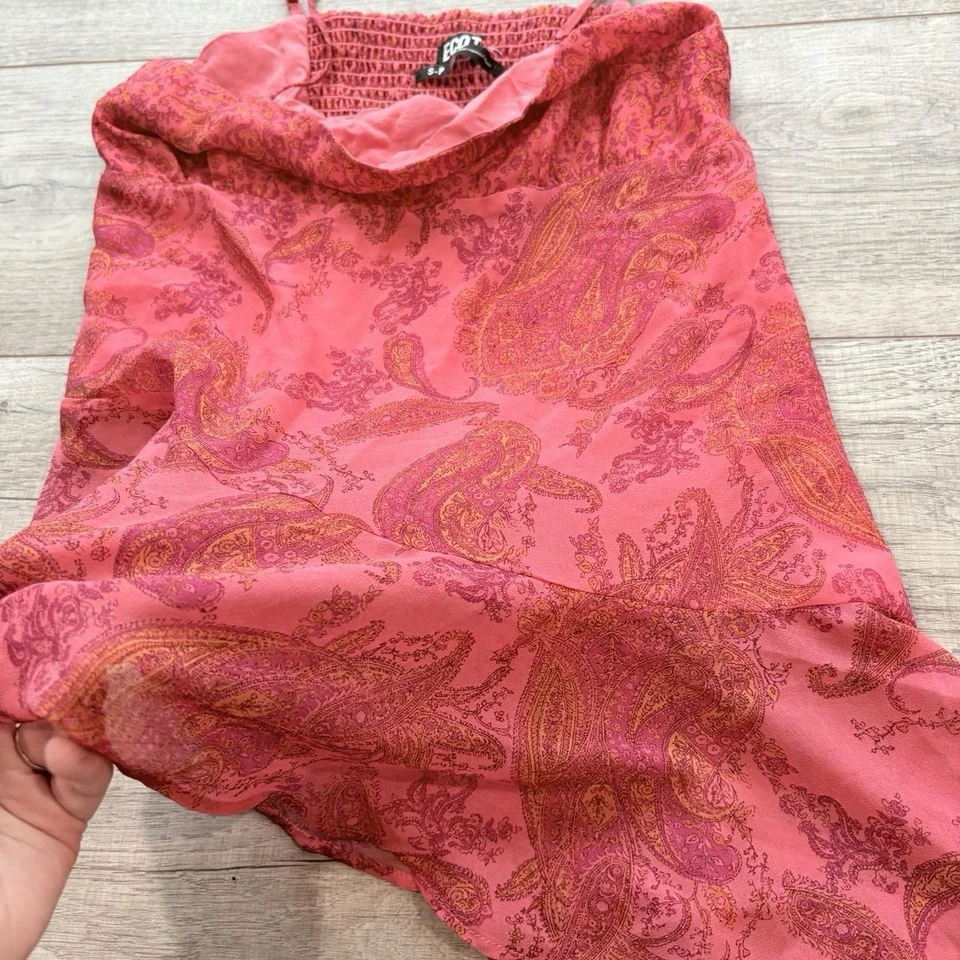 Y2K Style Silky Asymmetrical Fairy Paisley Print Top Women’s S - Image 4 of 4