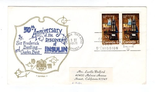 R673 Canada FDC - 1971 Insulin Issue - Artopages Cachet Cover -