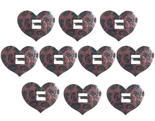 10 Pink Heart Metal Western Bolo Slotted Concho Slides Scarf Belt Buckles VTG