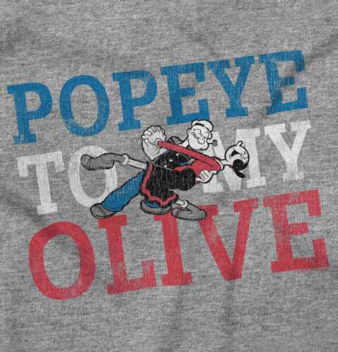 Vintage Popeye Olive Oyl Cartoon Cute Love Womens Graphic Crewneck T Shirt Tee - Picture 2 of 9