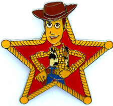 VERY RARE DISNEY Trading Pin - SHERIFF WOODY in ROPE STAR - TOY STORY