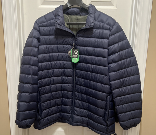 NWT Solaris Tall Mens 2XT Real Down Puffer Jacket Packable Lightweight Blue - Picture 3 of 15