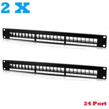 2pk 24-Port Keystone Jack Blank Patch Panel Plate Cat5e Cat6 RJ45 19" Rack Mount