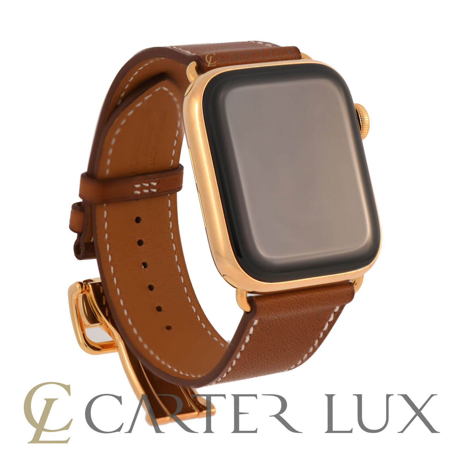 24K Gold Plated HERMES 44mm Apple Watch SERIES 6 with Orange Sport band