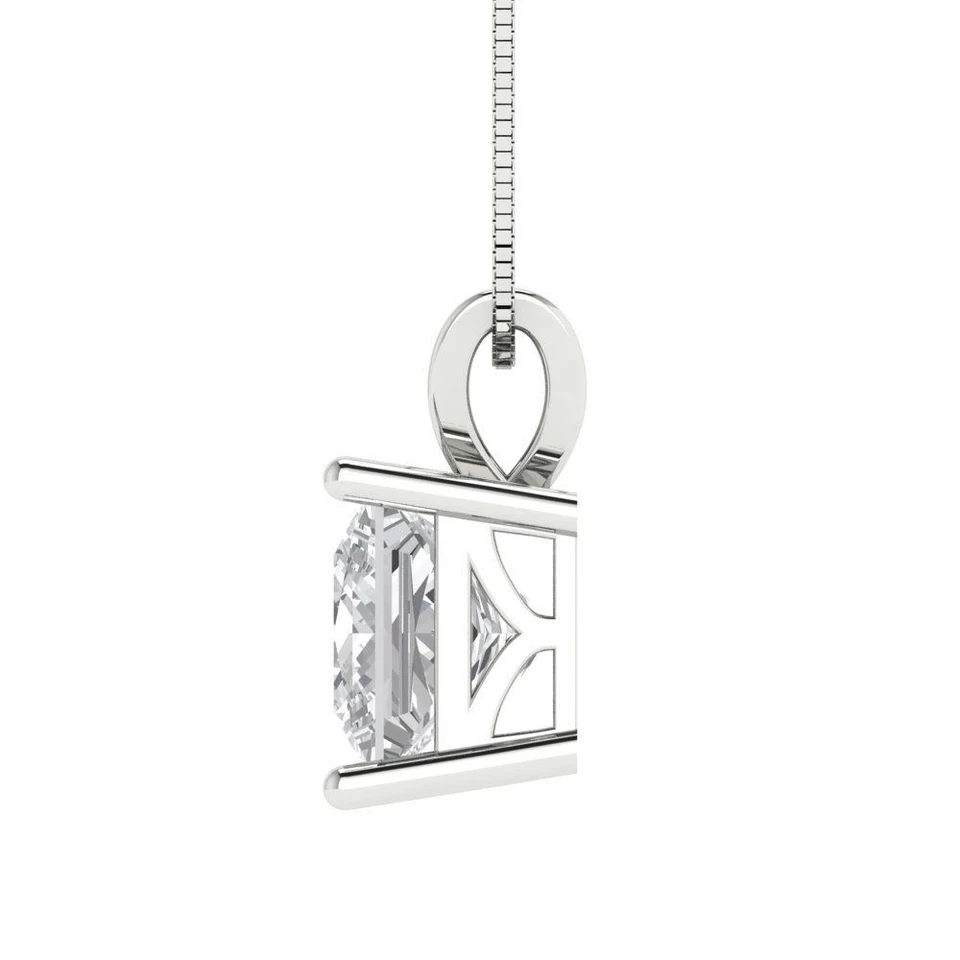 2 cttw Silver Pendant and 16" Necklace White Gold Plated 7.0mm Cubic Zirconia - Image 3 of 4
