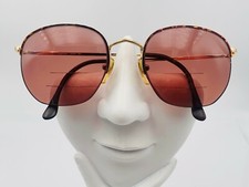 Vintage Byblos Tortoise Gold Metal Oval Half-Rimmed Sunglasses Italy FRAMES ONLY