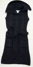 Black Fitting Belted Stretching Sleeveless Mini Sweater Dress S, Teenagers