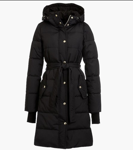 J. Crew Factory Long Black Puffer Coat 