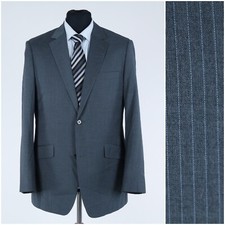 Mens Striped Sport Coat 40R US Size HEINE Grey Blazer Jacket