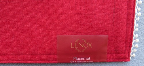 Set of SIX Lenox Holiday Red Cloth with White Fringe Placemats NEW - Picture 4 of 7