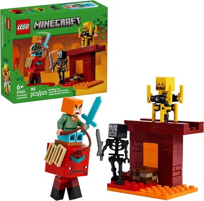 LEGO Minecraft the Nether Lava Battle Toy and Playset - Building Minecraft Toy f