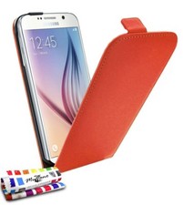 ETUI FOLIO A RABAT SAMSUNG GALAXY S6 OPEN FLIP ROUGE ECO-CUIR (PU)