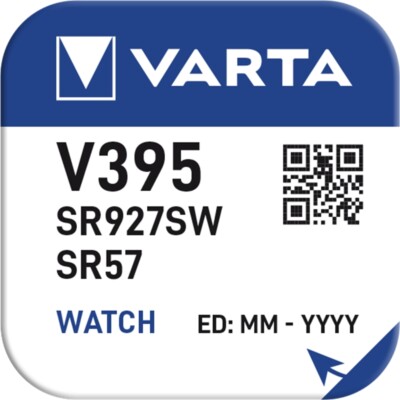 2x V395 Uhren-Batterie Knopfzelle1,55V 42mAh ø9,5x2,7mm SR57 SR927 VARTA