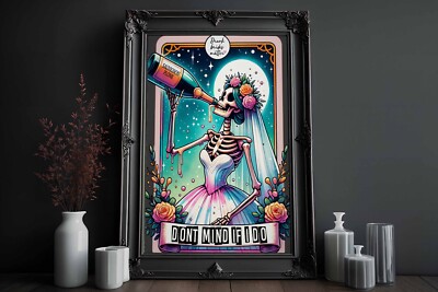 Schädelbild, gotischer Druck, Skelettdruck, Halloweenbild, Wohnkultur