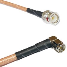 RG400 Silver BNC MALE to SMA MALE ANGLE Coax RF Cable USA Lot