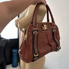 MARC JACOBS Leather Hudson Tote Bag Handbag Top Handle Chestnut Shoulder