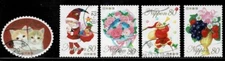 Japan 2008 Winter Greetings Christmas Complete Used Set  80Y Sc# 3090 a-e