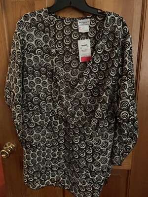 Womens Top Multi-Wear By D.P. Altomonte Size 2XL Brown/Black Geometric Swirl