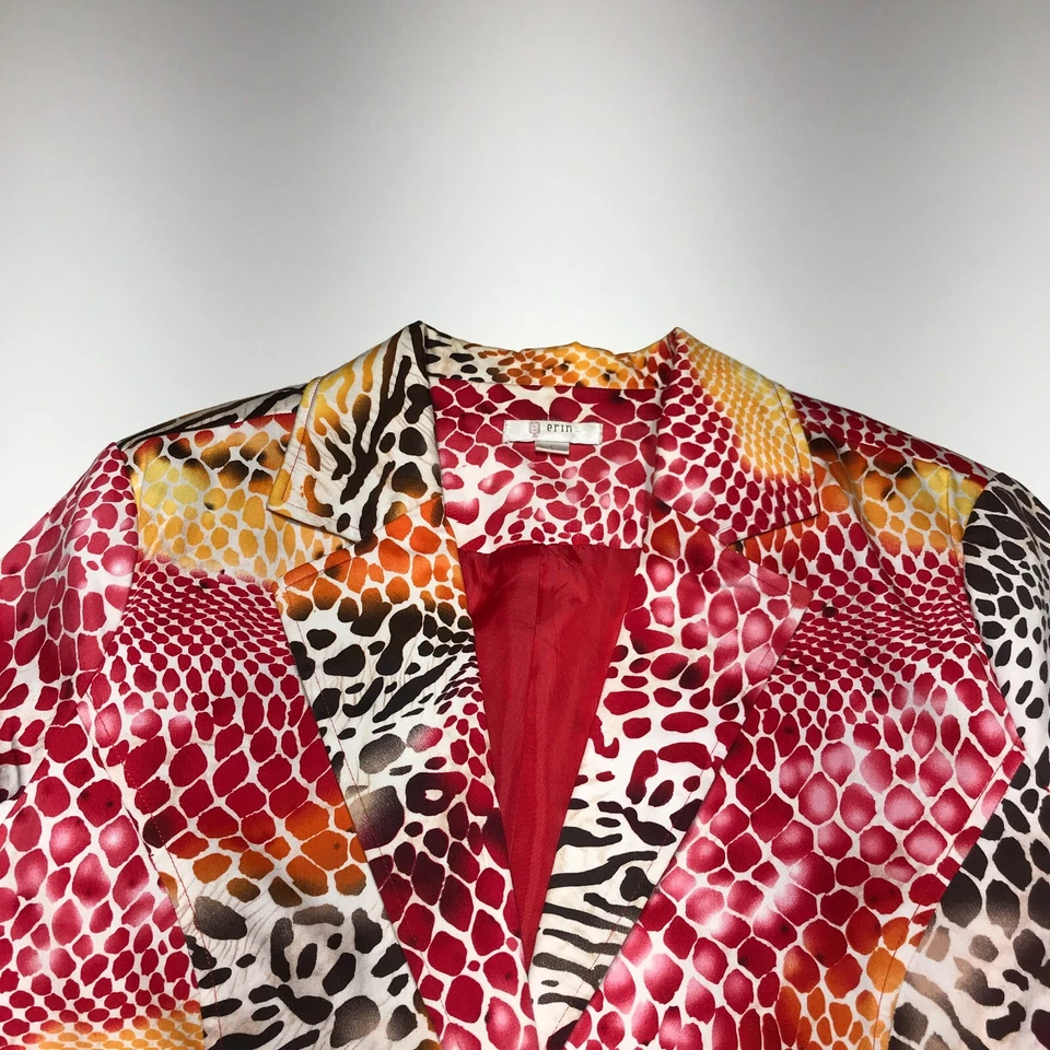 Chaqueta Blazer Erin Mujer Talla Grande Elastizada Multicolor Estampado Animal Manga 3/4 Foto 3 de 4