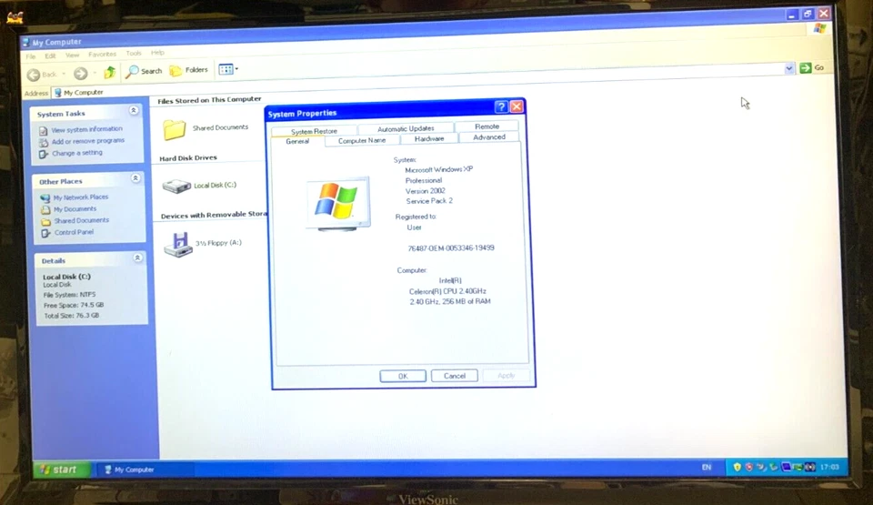 Enlight Custom PC,   256MB DDR,  Intel Celeron @ 2.40ghz, 80GB Drive, XP Pro - Image 4 of 4