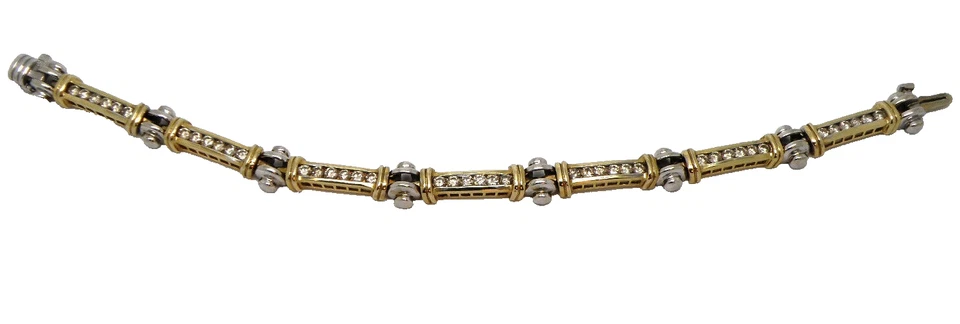 Brazalete Estación Diamante Natural 14k Dos Tonos Damas Foto 2 de 4