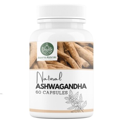 Natural Ashwagandha Capsules (60 Count) - Ayurvedic Supplement for Stress Relief