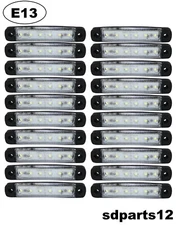 20 X Segnalatore Luce Ingombro Bianco 6 Led 24v Anteriore Laterale Camion Tetto 