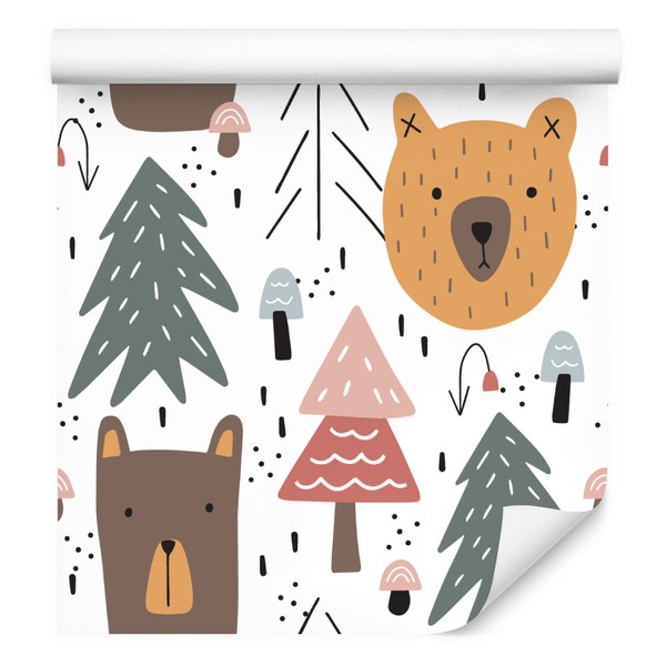 10M Vlies Tapete Kinderzimmer BäRen BäUme Natur Wald Xxl 2181-image