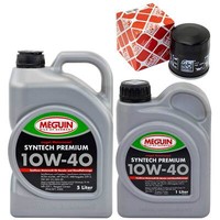 MotoröL Set SAE 10W-40 Meguin 6 Liter + ÖLfilter 32099 FüR Nissan X-Trail Subaru