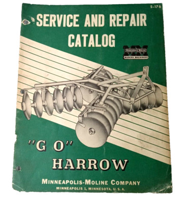 Minneapolis-Moline S-176 Service and Repair Catalog Manual G O Harrow