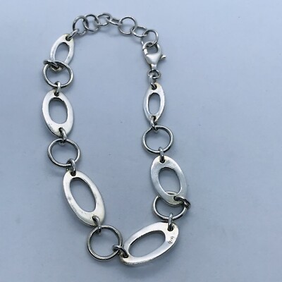 12.2g 925 FINE OVAL CIRCLE LINK STERLING SILVER BRACELET QUALITY