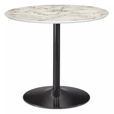 35.4" Hillboro Round Dining Pedestal Table Metal Base White/Black Modern Style