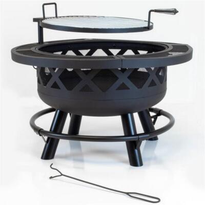 Outdoor Leisure Products 5511 32'' Black Roundup Fire Pit with cooking shelf