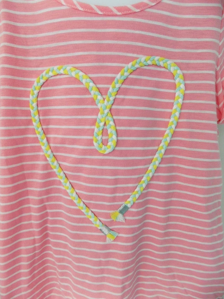 Camisa Cherokee Rosa a Rayas Manga Corta con Cuerda Corazón Talla L (10/12) Para Niña  Foto 2 de 3