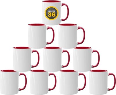 36pcs Blank Mugs 11oz Sublimation Coated Mugs Heat Press Cups + Styrofoam