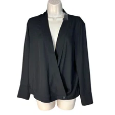 Pleione Woman XS Wrap Blouse Draped Office Professional Oversized Quite Money