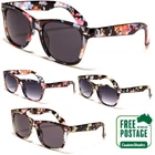 Retro Sunglasses - Women's Floral Print Clear Frame Designer Vintage Style UV400