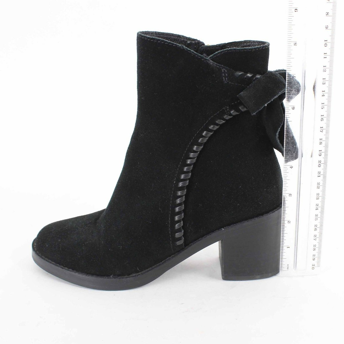 Ugg Sz 6 Black Suede Fraise Whipstitch Side Zip 2.5