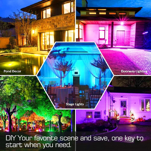 LED Floodlight 800W Equivalent 8000LM, Smart RGB Flood Lights Outdoor with APP + - Picture 7 of 7