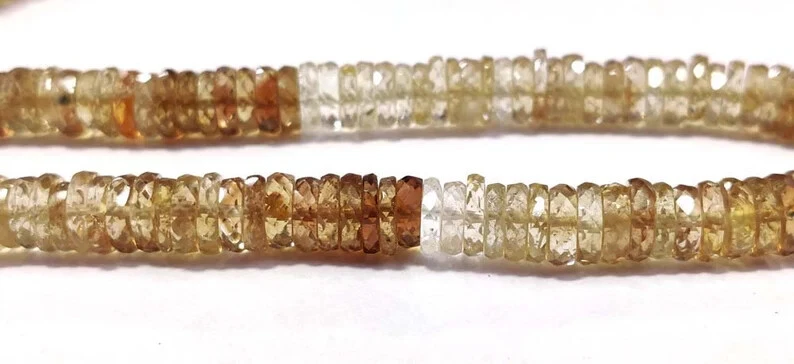 Cuentas facetadas con forma de neumático de topacio imperial natural 8" AAA topacio marrón sombreado Heishi Foto 2 de 4