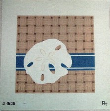 Plaid Stripe Sand Dollar Shell Beach House HP Handpainted Needlepoint Canvas WK