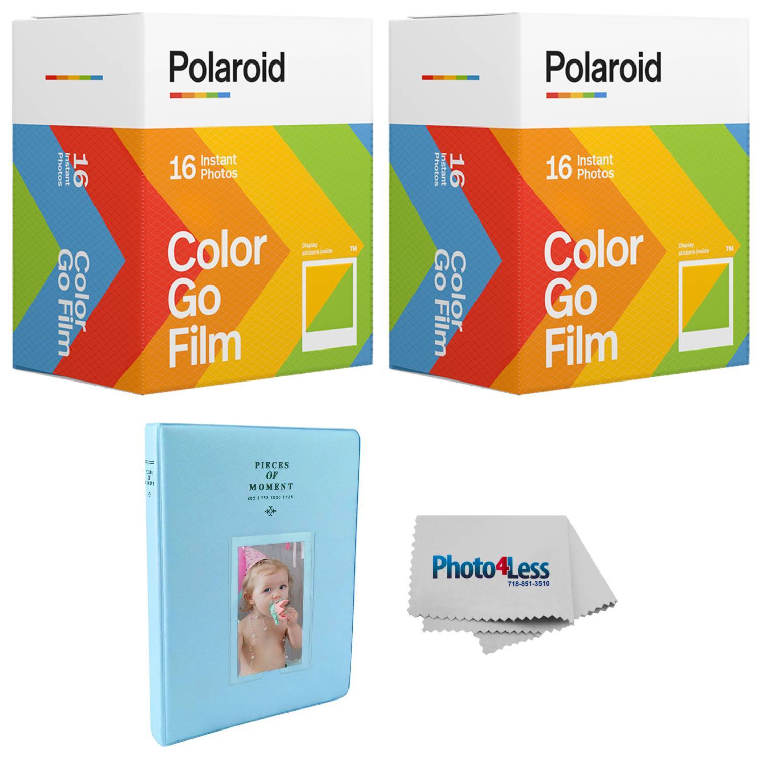 Polaroid GO Color Film Double Pack with 64-Photo Album & Cloth-image