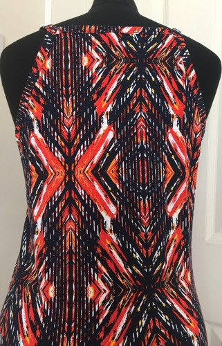 Red Herring size 14 maxi sleeveless dress orange navy geometric - Picture 12 of 12